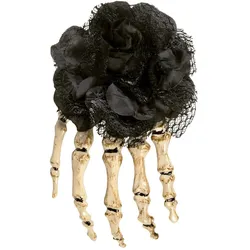 Haarspange Skelett Hand Black Rose 14cm - OS