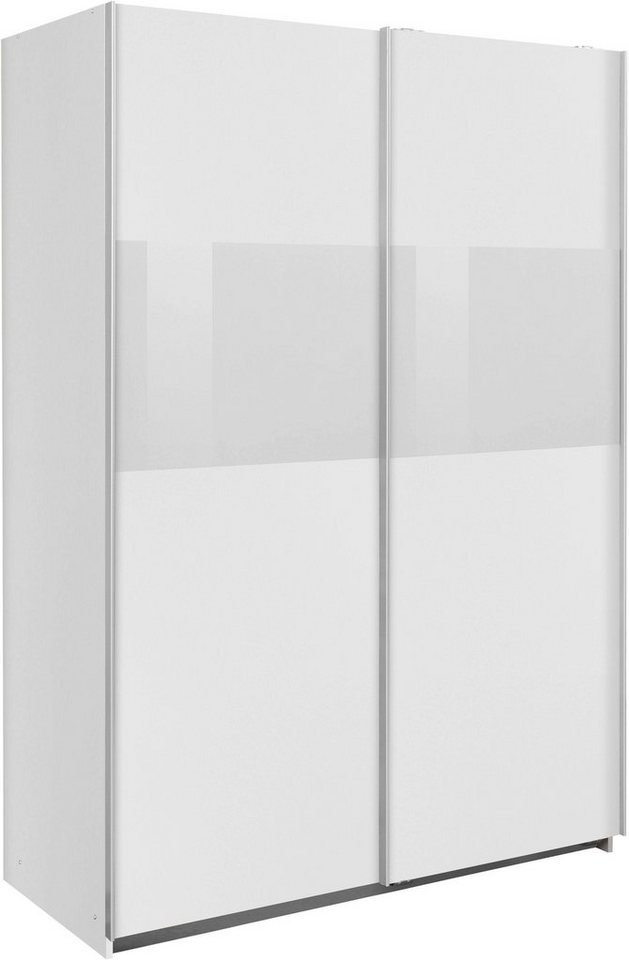 Wimex Schwebetürenschrank Bramfeld mit Glaselementen und zusätzlichen Einlegeböden weiß 135 cm x 198 cm x 64 cm