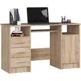 akord furniture factory AKORD ANA in der Farbe Sonoma-Eiche mit 3 Schubladen B124 x H74 x T52 cm - Hellbraun