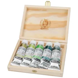Schmincke Horadam Aquarell, Super Granulation Set Aue im Holzkasten, 5 x 15 ml Tuben