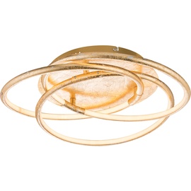 ETC Shop Deckenleuchte Ringe Designleuchte gold Deckenlampe Wohnzimmer Modern, Alu, satiniert, led 30W 2100Lm warmweiß, DxH 50x14 cm