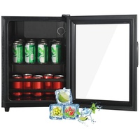 Merax Table Top Kühlschrank 55L mit Gefrierfach, Glastür, Getränkekühlschrank SC-55P, 55 cm hoch, 40 cm breit, Mini Kühlschrank, Kühl- und Gefrierfunktion, freistehend schwarz