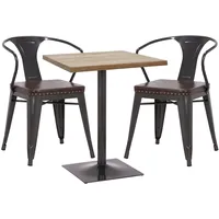 Mendler Set Bistrotisch 2x Esszimmerstuhl HWC-H10d, Stuhl Tisch Küchenstuhl