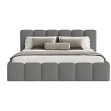 FEDVE Polsterbett Lukhi aus Bouclé-Stoff 200x200 cm, - Dunkelgrau