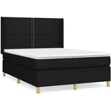 vidaXL Boxspringbett mit Matratze Schwarz 140x200 cm Stoff1380102