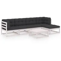 vidaXL 6-tlg. Loungeset Kiefer weiß