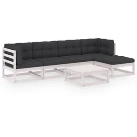 vidaXL 6-tlg. Loungeset Kiefer weiß
