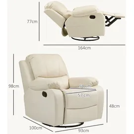 Homcom Relaxsessel Fernsehsessel mit Liegefunktion 100 x 98 x 93 cm Cremeweiß