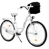 Milord Komfort Stadtfahrrad Fahrrad mit Korb Damenfahrrad, 26 Zoll, Weiß, 3-Gang - Weiß