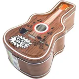 Spardose aus Metall, Form einer Gitarre mit Schloss, Spardose in lustiger Größe, für Jungen und Mädchen (Dunkelbraun)