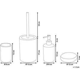 Beliani 4-tlg Badezimmer-Zubehör ARAUCO Keramik Weißer Marmor