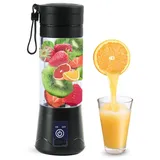 XDeer Smoothie-Maker Tragbarer Mixer Smoothie Maker, 380ml Sandmixer, Mixbehälter, Smoothie Maker to go für Shake schwarz