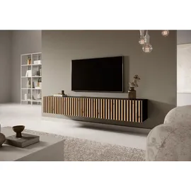 Selsey TV Schrank Board Sideboard Fernsehtisch Fernsehschrank 175 cm Hängend Schwarz Mit Lamellierter Front Telire