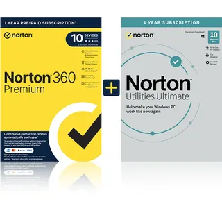 Norton 360 Premium + Utilities Ultimate 2026, 10 Geräte - 1 Jahr, Download