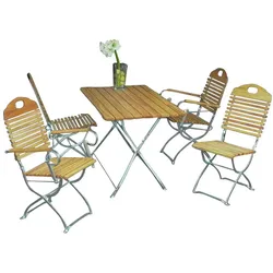 Gartensitzgruppe aus Robinie massiv klappbar (fünfteilig)