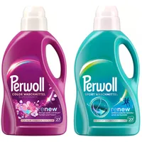 PERWOLL Flüssig-Set 2x 27 Waschladungen (54WL) Color Blütenrausch & Sport, Feinwaschmittel erneuert Farben und Fasern & Hygiene Waschmittel, entfernt schlechte Gerüche