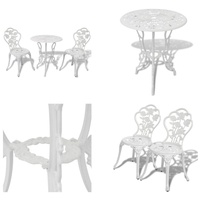 vidaXL 3 tlg. Bistro Set Aluminiumguss Weiß - Bistro-Tisch Und Stuhl - Bistro-Tische Und Stühle - Bistro-Set - Bistro-Sets