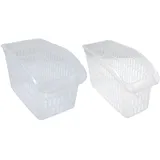 2er Set Aufbewahrungskorb Transparent Schrankkorb Regal Organizer Aufbewahrungsbox Ordnungskorb Kunststoff