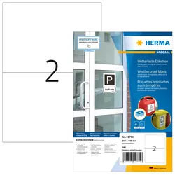 HERMA 10774, Weiß, Selbstklebendes Druckeretikett, Gestanztes Etikett, Papier, L