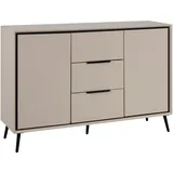 Livetastic Kommode, Schwarz, Sand, Metall, 4 Fächer, 3 Schubladen, 135x90x38 cm, Wohnzimmer, Kommoden & Sideboards, Kommoden