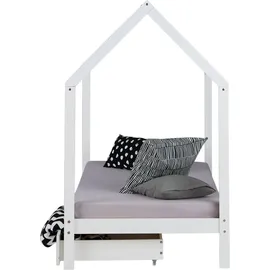 Homestyle4u Hausbett 90 x 200 cm Kiefer lackiert weiß