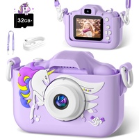 Kinderkamera, CIMELR Kamera für Kinder Spielzeug für Mädchen im Alter von 3-12 Jahren, Kinder Kamera Weihnachts- und Geburtstagsgeschenk für Kinder, inkl. 32 GB TF-Karte (Lila-02)