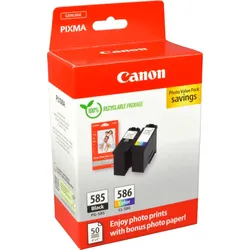 2 Canon Tinten 6205C004 Value Pack PG-585 + CL-586 4-farbig + 50 Bl. Fotopapier