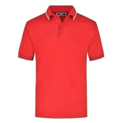 Poloshirt Kontrast JN034, rot/weiß, Größe S - rot/weiß - S