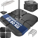 CASARIA Sonnenschirmständerplatten 4er Set Kunststoff bis 80 kg Schwarz