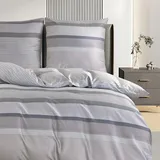 Traumschlaf Mako-Satin Gestreift Grau 155 x 220 cm + 80 x 80 cm