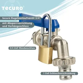 tecuro Kugelauslaufventil 3/4 Messing goldfarben