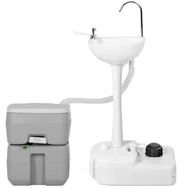 Costway Tragbares Camping-Waschbecken, Handwaschbecken mit 17L Wassertank, Rädern, Handtuchhalter, Flüssigseifenspender & Fußpumpe, für Camping, Festival, Garten, Outdoor Party