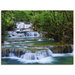 Wandbild ARTLAND "Tiefen Wald Wasserfall", grün (farbe bild(er): grün), B:80cm H:60cm, Canvas, Leinwand, Bilder, als Leinwandbild, Poster, Wandaufkleber in verschied. Größen