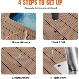 Vevor Pool-Handlauf Edelstahl weiß 1420x945x100 mm