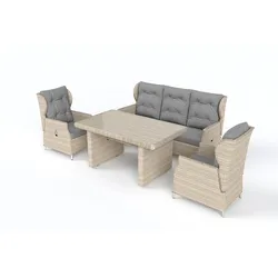 OUTFLEXX Garten-Essgruppe, beige meliert, Aluminium/Polyrattan, langlebiges Material