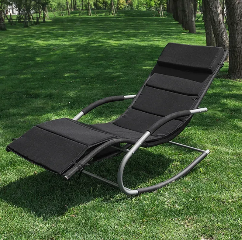 [mit Kissen] SoBuy Sonnenliegen für den Garten, Gartenliege, Zero-Gravity-Stuhl mit Kopfstütze & Seitentasche, Leichter Outdoor-Stuhl für Terrasse, Balkon, Strand, Schwarz