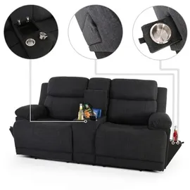 RABURG Kinosessel, 2er-Fernsehsessel, mit mechanischer Relaxfunktion, Webstoff, in Anthrazit, Raburg Snax,