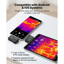 Vevor Wärmebildkamera 512x384 Super IR & 256x192 IR-Auflösung für iOS & Android, 25Hz, -20°C-550°C
