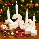 4 Stück Adventszahlen Kerzenhalter, 1-4 Zahlen Kerzenständer, Holz Adventskranz Zahlen Kerzenständer Zahlen, für Adventskranz Tischdeko Haus Kerzen Weihnachtsdeko
