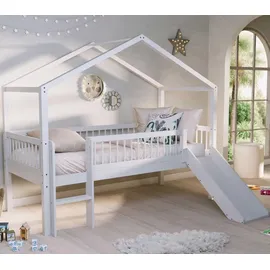 Vipack Hausbett Forrest 90 x 200 cm Buche massiv lackiert weiß