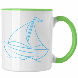 Trendation Tasse Segelboot Tasse Lustiges Geschenk für Segler Kapitäne Geschenkidee grün