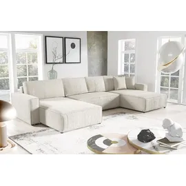 petits-meubles U-sofa 5-sitzig umbaubar Truhe Isaac Cord Blanc Cassé