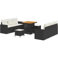 vidaXL Garten-Sofa-Set 9 pcs Schwarz Poly-Rattan - Schwarz