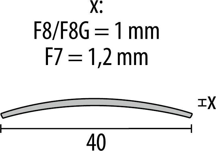 Parkettfreund -Wölbschienen PF 454 F8G matt gebürstet 900x40 mm - 0 - 99 mm Edelstahl matt gebürstet mit glatter Oberfläche; mit Schutzfolie