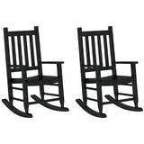 vidaXL Schaukelstuhl Schwarz Kindersessel Schaukelstuhl Schaukelsessel Holzstuhl 2 Stück 49 schwarz