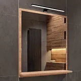 hajduk furniture Sonoma Badspiegel mit Beleuchtung 4000 K IP44 H:70 x B: 60 cm - Bathroom Mirror - Badezimmer Spiegel Rechteckig mit Ablage und Schwarze LED-Lampe - Beige