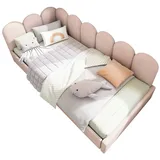 Ulife Daybett Rosa Samt Sofabett Tagesbett Kinderbett mit 2 Schubladen, Lattenrost, 90 × 190 cm rosa 94 cm x 194 cm x 76 cm