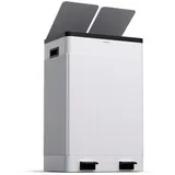 Klarstein Grama 40 Mülleimer - 60L Küchen-Abfalleimer mit 2 Fächern, Pedale & Soft-Close, Retro-Design, herausnehmbare PP-Kunststoffbehälter, Müll-Trennsystem
