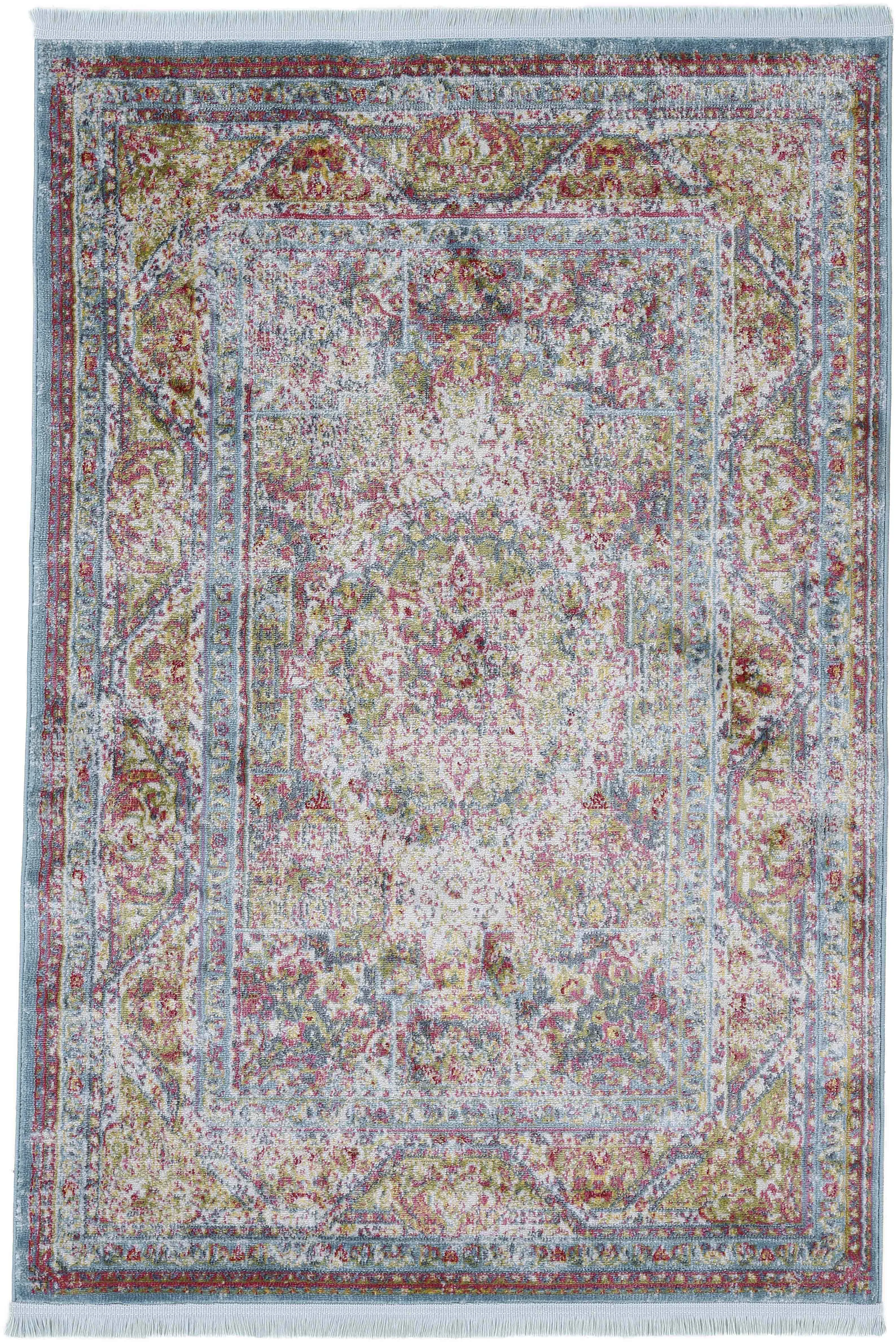 Teppich CARPETFINE "Yuri" Teppiche Gr. B: 160cm, 7mm, L: 230cm, blau (türkis)