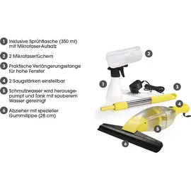 Clean Maxx CLEANmaxx Akku-Fensterreiniger 3,7V gelb mit Verlängerungsstange